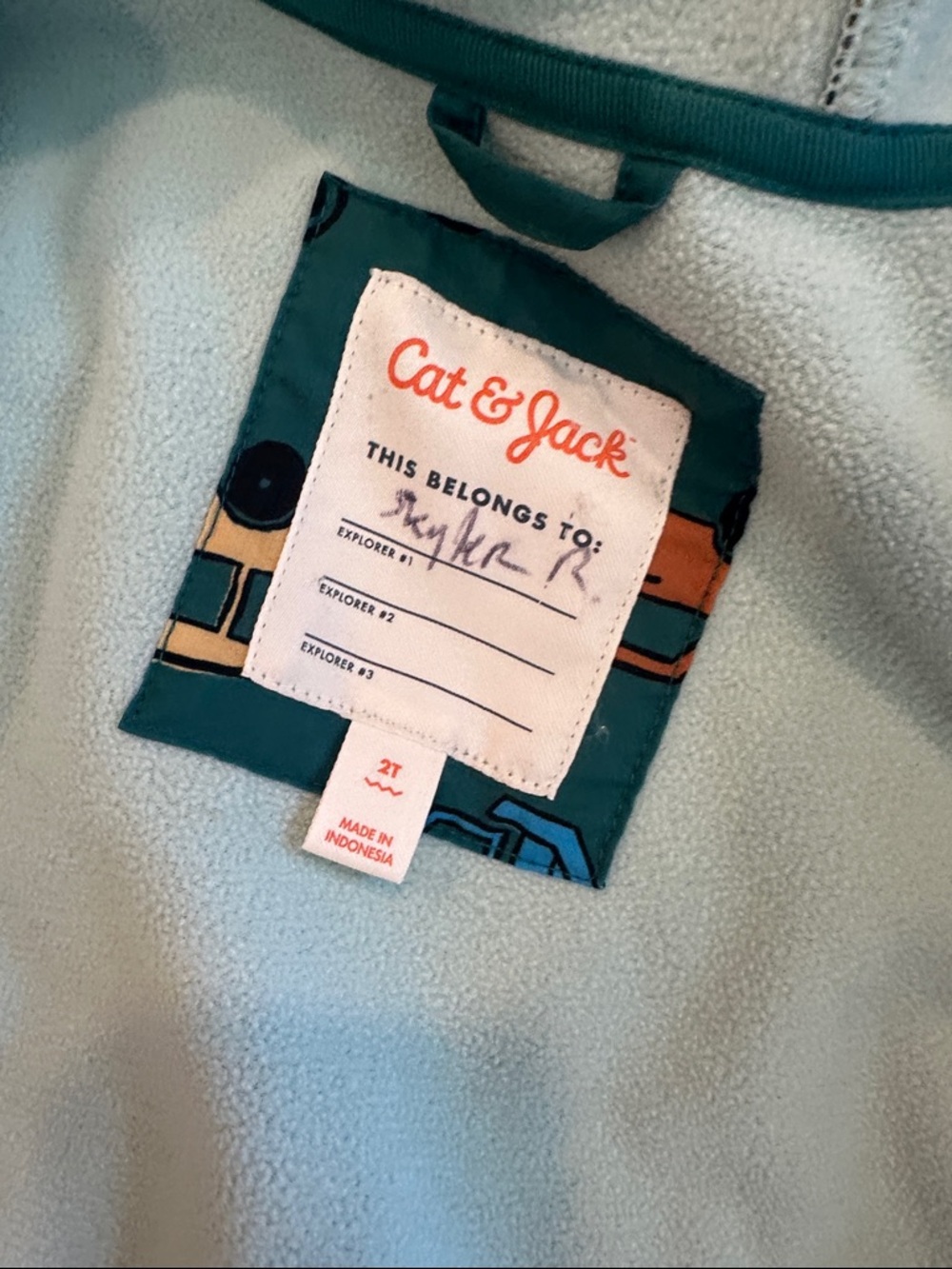 Kids Green Vehicle-Print Hooded Jacket - Cat & Jack 2T - Picture 4 of 4